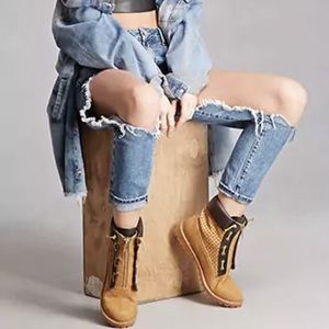 Faux Leather Brown Combat Boots